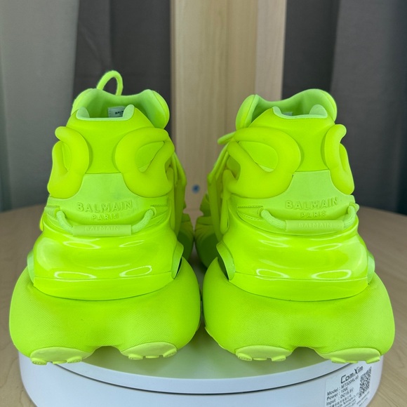 💥BALMAIN - Unicorn Low-Top Sneakers - Neon Green / Fluo Yellow - Men's US 12 - Picture 6 of 17